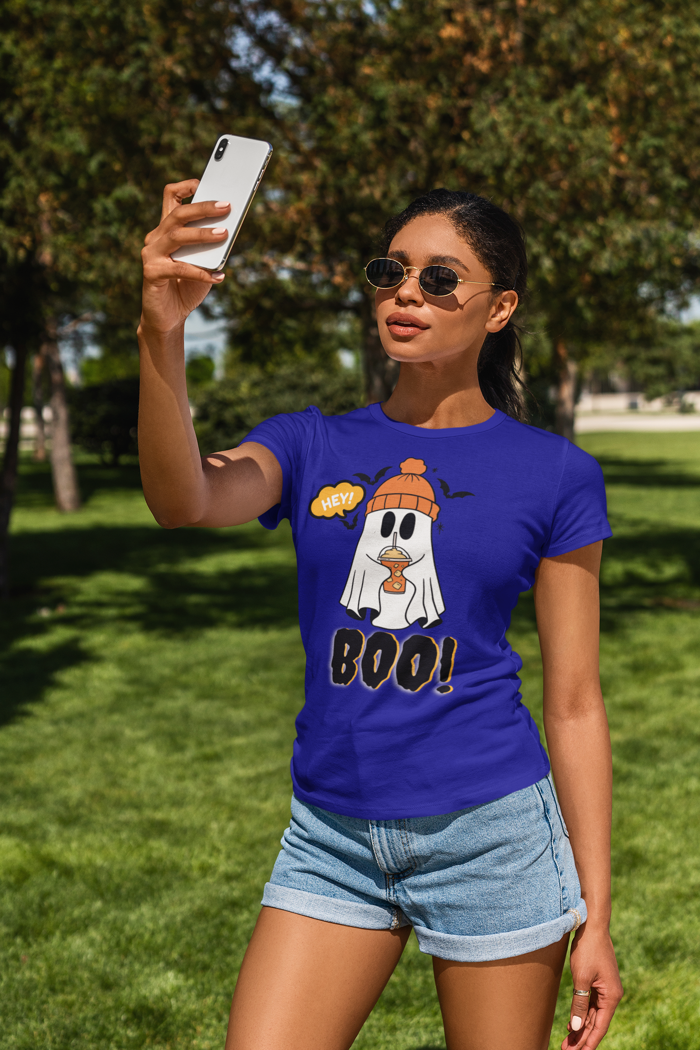 Boo! Ghost Tee - Unisex Heavy Cotton T-Shirt for Halloween, Casual Wear, Spooky Season, Gift for Ghost Lovers, Funny Graphic Tee