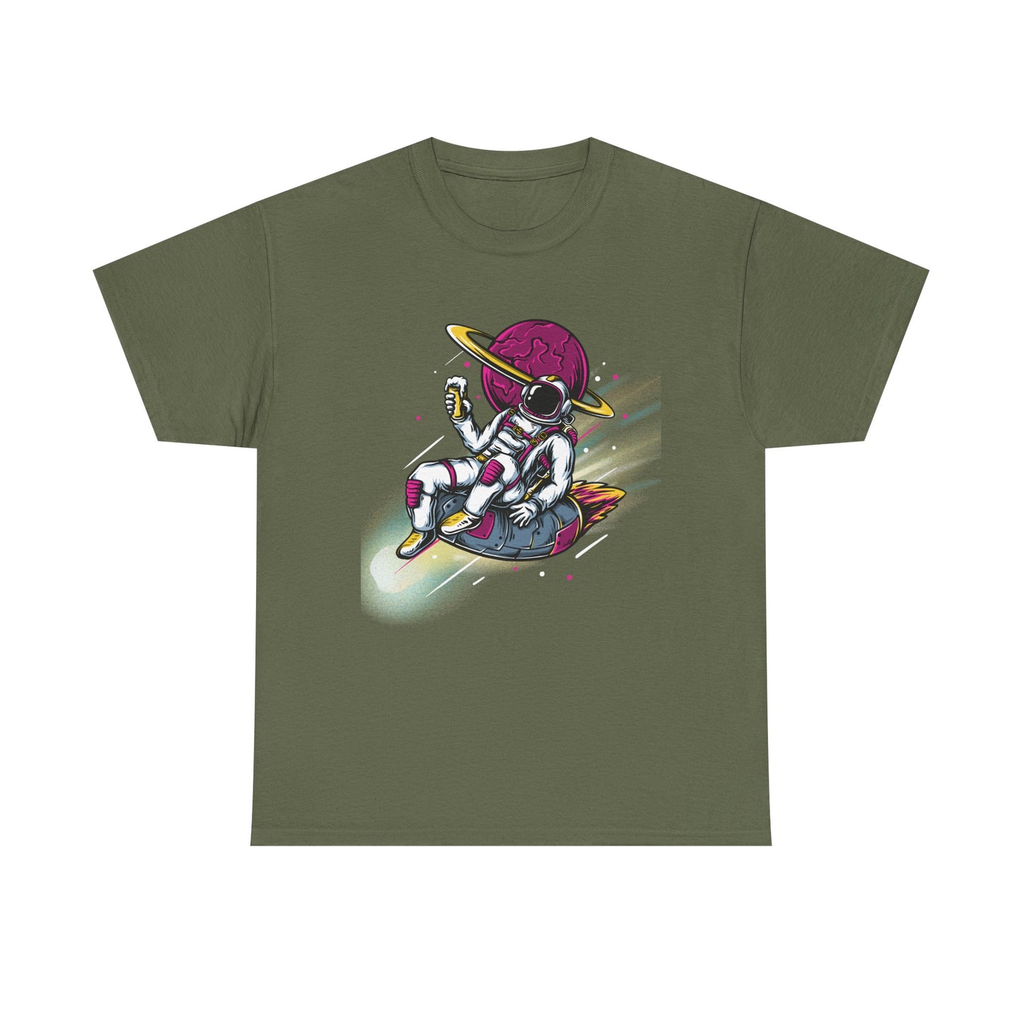 Cosmic Vibes Unisex Heavy Cotton Tee - Fun Astronaut Design
