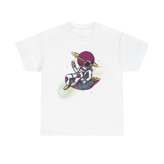 Cosmic Vibes Unisex Heavy Cotton Tee - Fun Astronaut Design